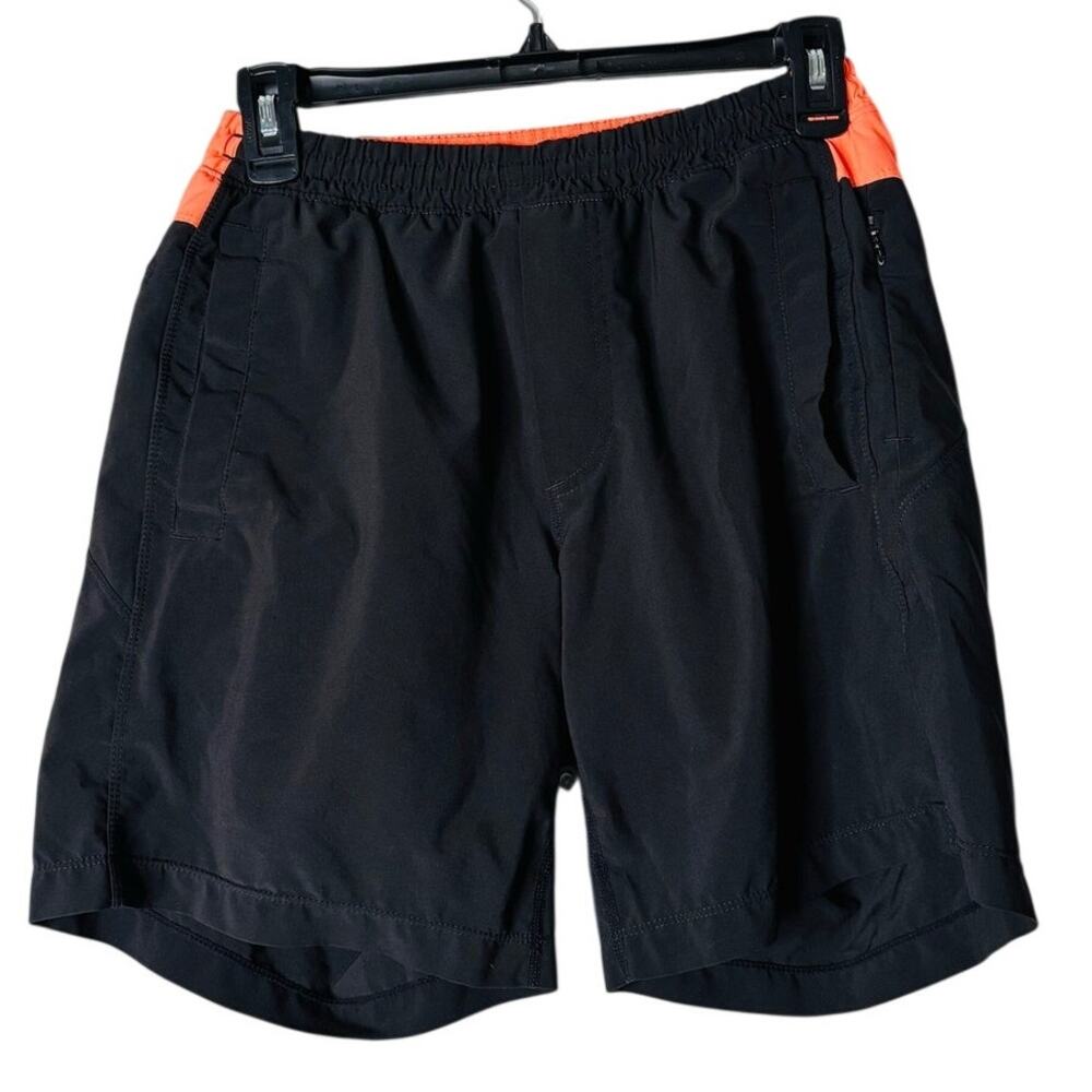 Birddogs Mens Lined Athletic Gym Shorts Small Black Neon Orange